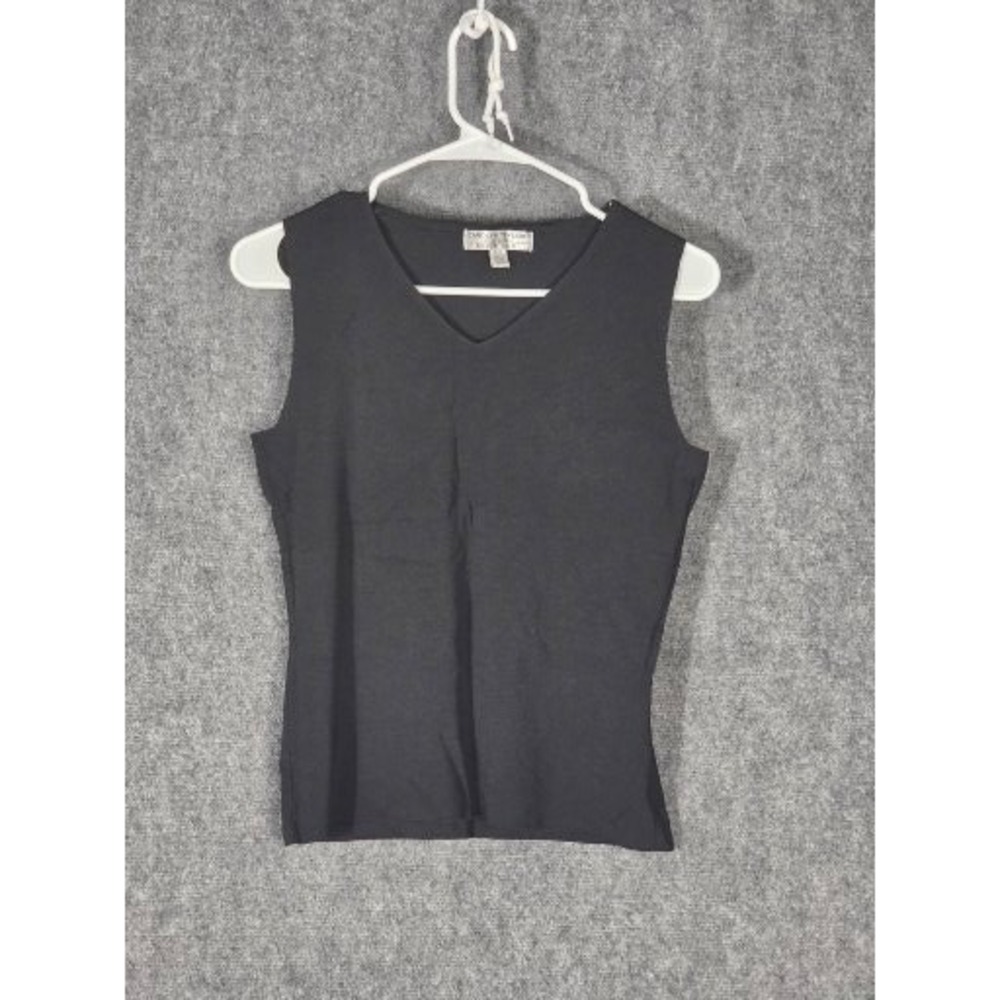 Carolyn Taylor Essentials Black Sleeveless V Neck Top Womens Size S C Made in UK